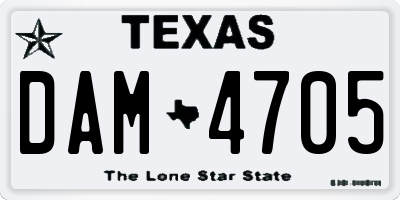TX license plate DAM4705