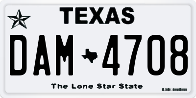 TX license plate DAM4708