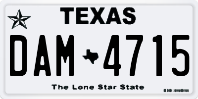 TX license plate DAM4715