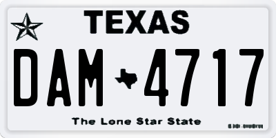 TX license plate DAM4717