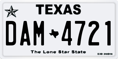 TX license plate DAM4721