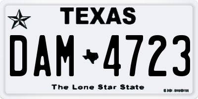 TX license plate DAM4723