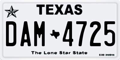 TX license plate DAM4725