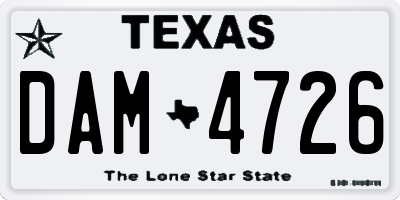TX license plate DAM4726