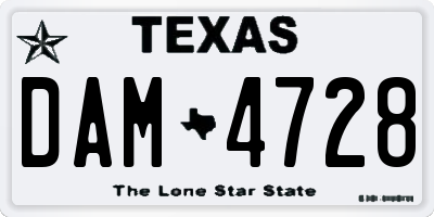 TX license plate DAM4728