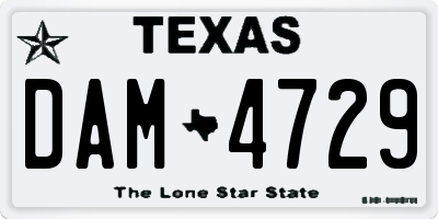 TX license plate DAM4729