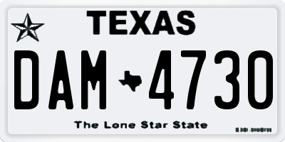 TX license plate DAM4730