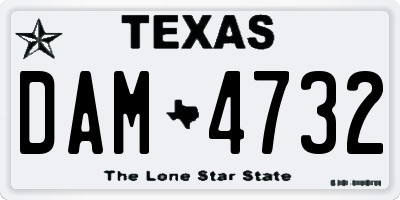 TX license plate DAM4732