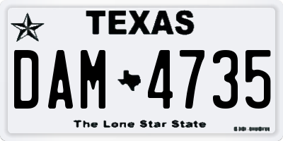 TX license plate DAM4735