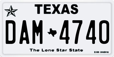 TX license plate DAM4740