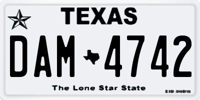 TX license plate DAM4742