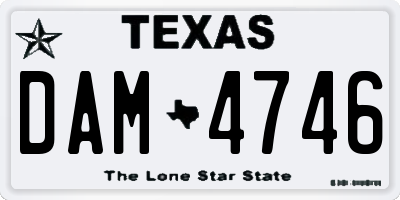 TX license plate DAM4746