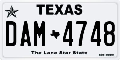 TX license plate DAM4748