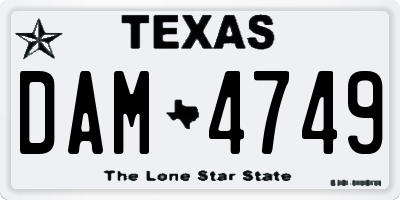 TX license plate DAM4749