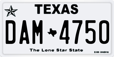 TX license plate DAM4750