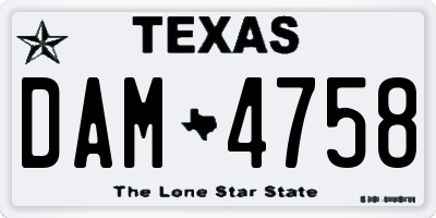 TX license plate DAM4758