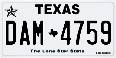 TX license plate DAM4759