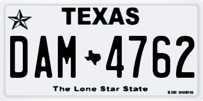 TX license plate DAM4762