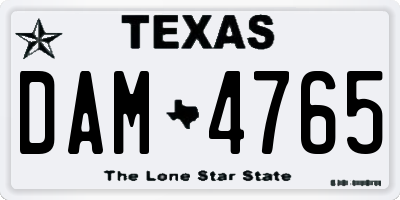 TX license plate DAM4765