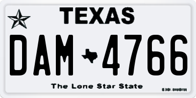 TX license plate DAM4766