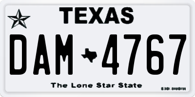 TX license plate DAM4767
