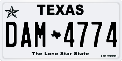 TX license plate DAM4774