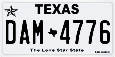 TX license plate DAM4776