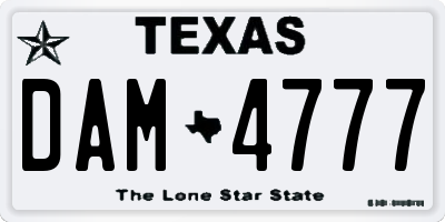 TX license plate DAM4777