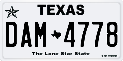TX license plate DAM4778