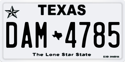 TX license plate DAM4785