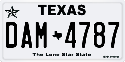 TX license plate DAM4787