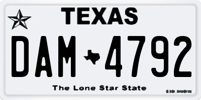 TX license plate DAM4792