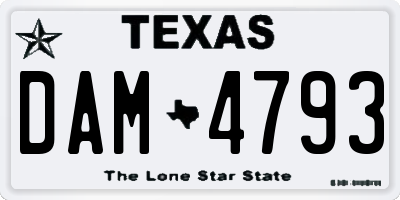 TX license plate DAM4793