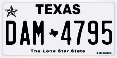 TX license plate DAM4795