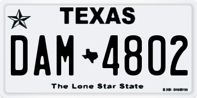 TX license plate DAM4802