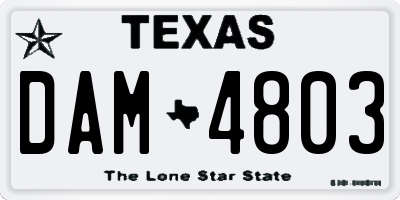 TX license plate DAM4803