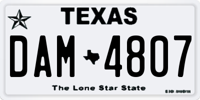 TX license plate DAM4807