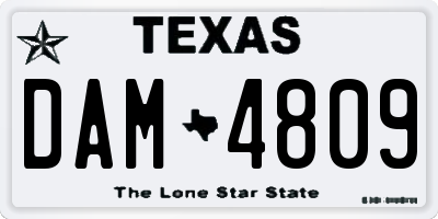 TX license plate DAM4809