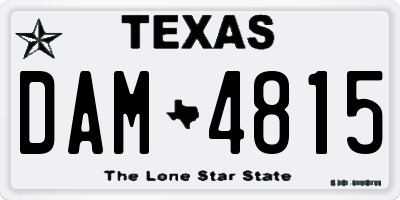 TX license plate DAM4815