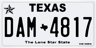 TX license plate DAM4817