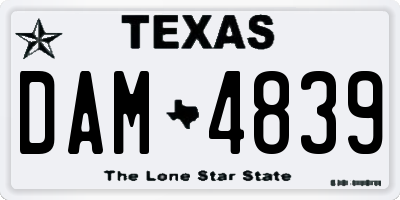 TX license plate DAM4839