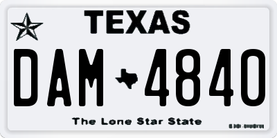 TX license plate DAM4840