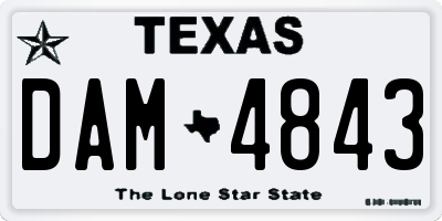 TX license plate DAM4843