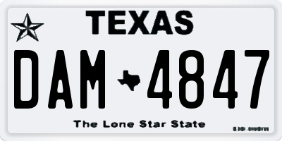 TX license plate DAM4847