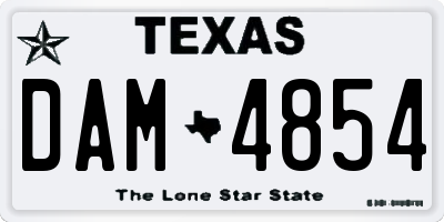 TX license plate DAM4854
