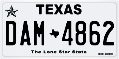 TX license plate DAM4862