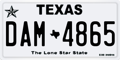 TX license plate DAM4865
