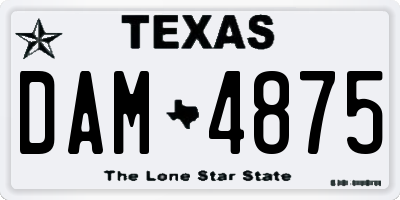 TX license plate DAM4875