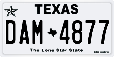 TX license plate DAM4877