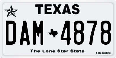 TX license plate DAM4878